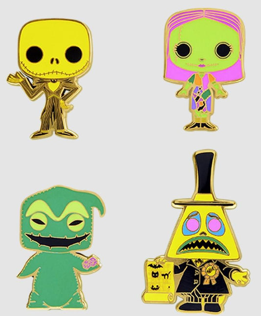 Nightmare Before Christmas Black Light Neon Pin Set of 4