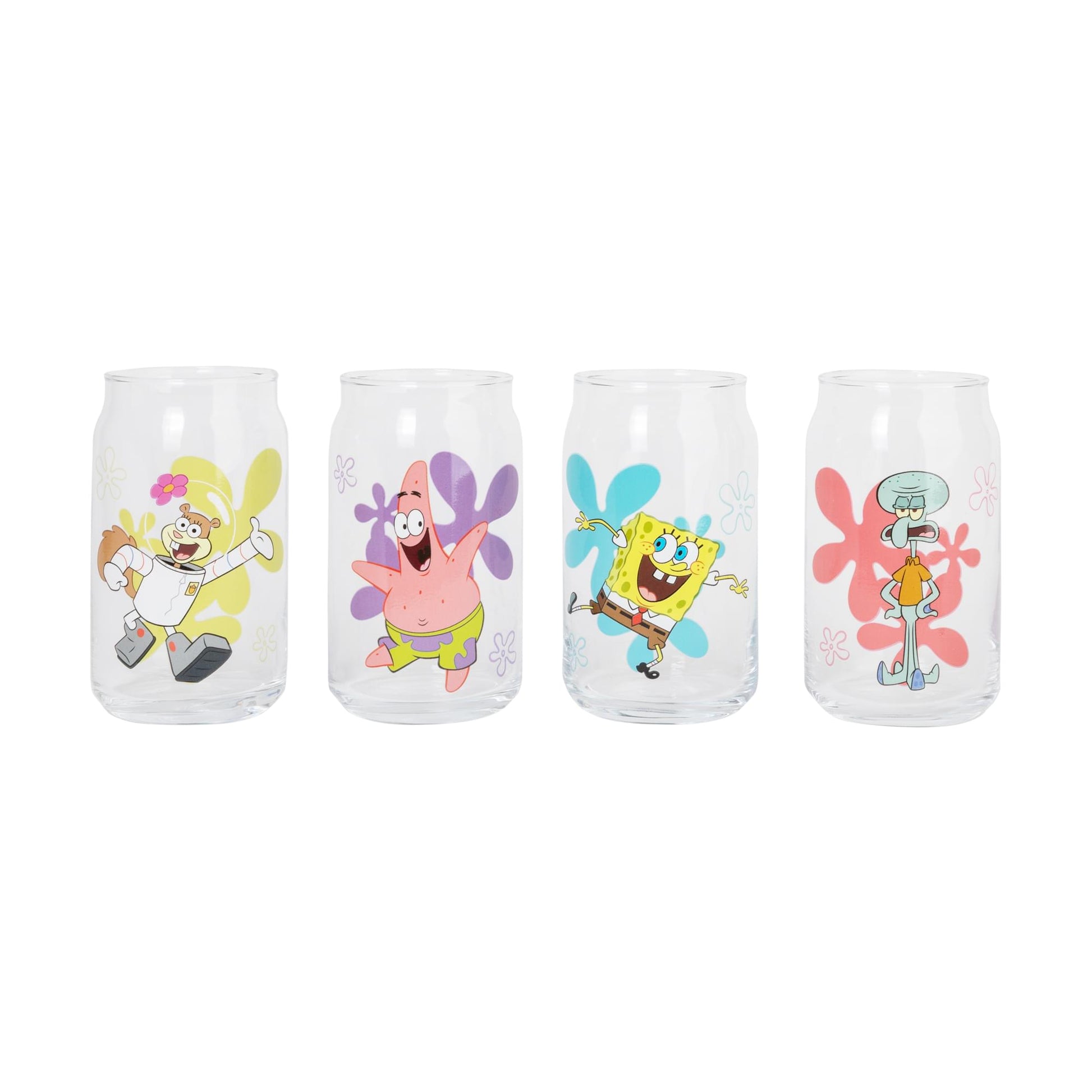 Nickelodeon SpongeBob SquarePants Characters Can-Shaped Glass Cups | Set of 4